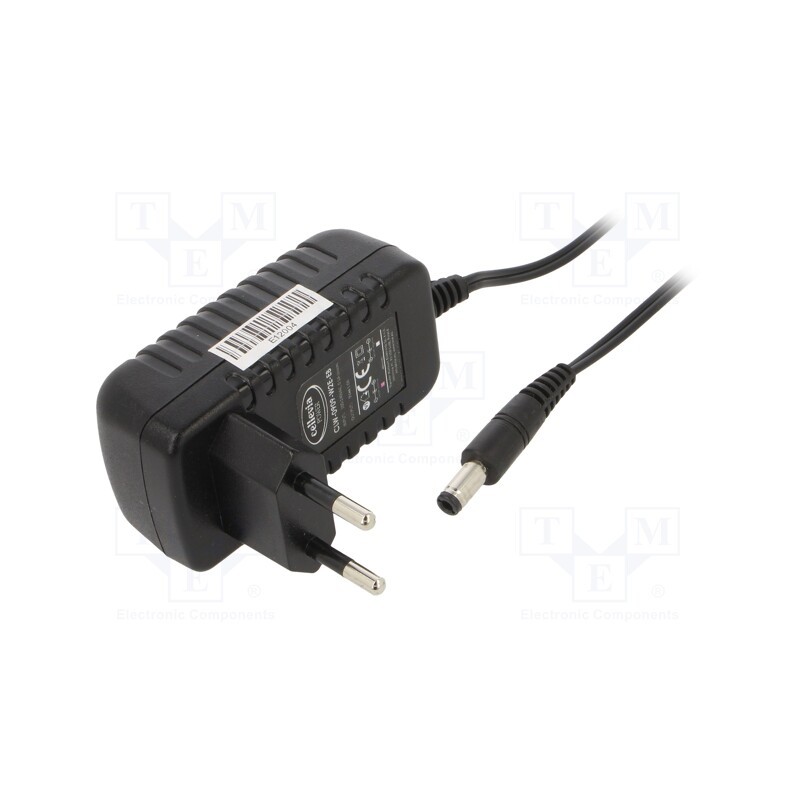 1 pcs x CELLEVIA POWER - CLW-0909-W2E-EB25 - Power supply: switched-mode, plug, 9VDC, 1A, 9W, Plug: EU, 82%, black
