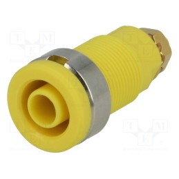 1 pcs x SCHu00dcTZINGER - SEB 6445 AU / GE - Socket, 4mm banana, 32A, yellow, gold-plated, on panel,screw, 32mm