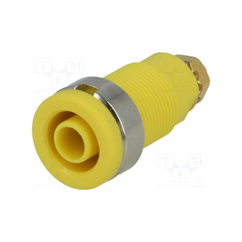 1 pcs x SCHu00dcTZINGER - SEB 6445 AU / GE - Socket, 4mm banana, 32A, yellow, gold-plated, on panel,screw, 32mm