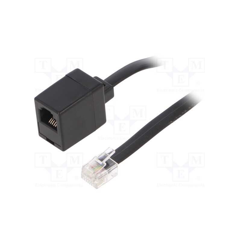 1 pcs x Goobay - 68263 - Cable: telephone, flat, RJ12 socket,RJ12 plug, 3m, black