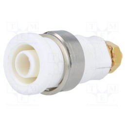 1 pcs x SCHu00dcTZINGER - SEB 6445 AU / WS - Socket, 4mm banana, 32A, white, gold-plated, on panel,screw, 32mm