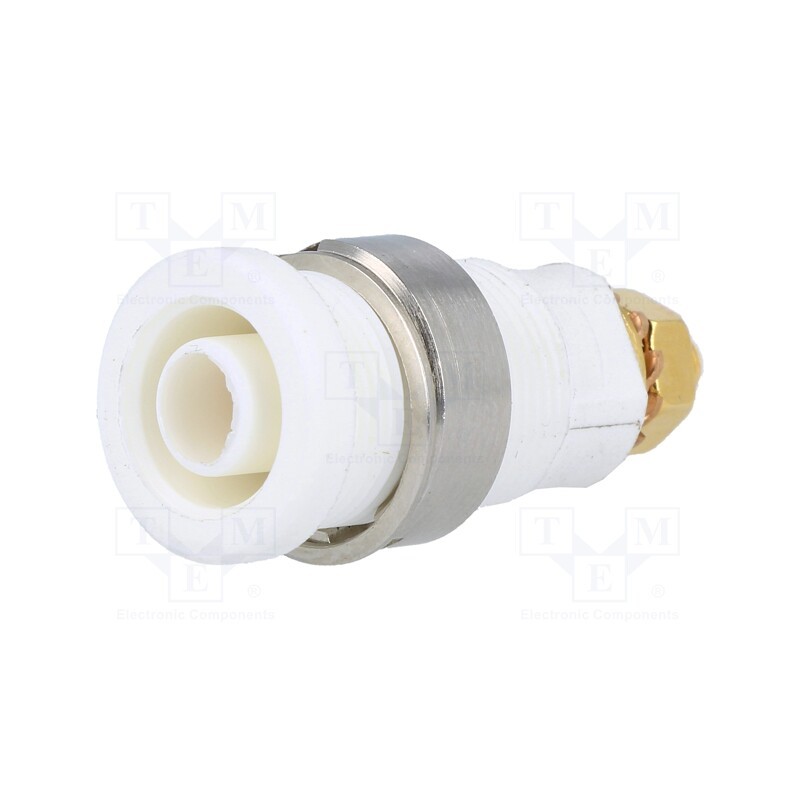 1 pcs x SCHu00dcTZINGER - SEB 6445 AU / WS - Socket, 4mm banana, 32A, white, gold-plated, on panel,screw, 32mm