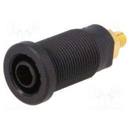 1 pcs x SCHu00dcTZINGER - SEB 6445 AU / SW - Socket, 4mm banana, 32A, black, gold-plated, on panel,screw, 32mm