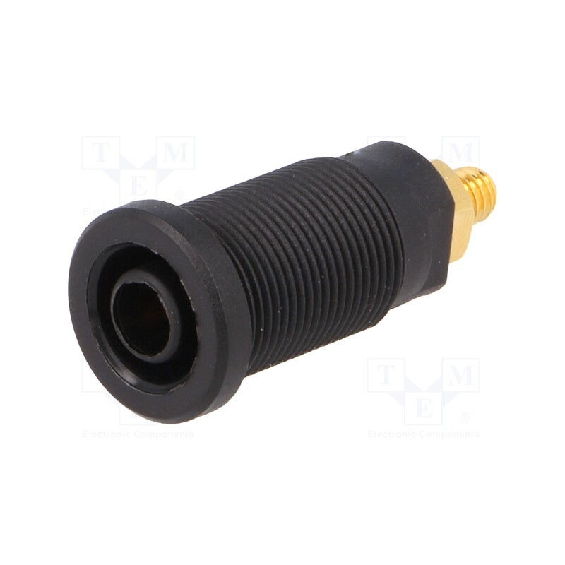 1 pcs x SCHu00dcTZINGER - SEB 6445 AU / SW - Socket, 4mm banana, 32A, black, gold-plated, on panel,screw, 32mm