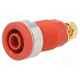 1 pcs x SCHu00dcTZINGER - SEB 6445 AU / RT - Socket, 4mm banana, 32A, red, gold-plated, on panel,screw, 32mm