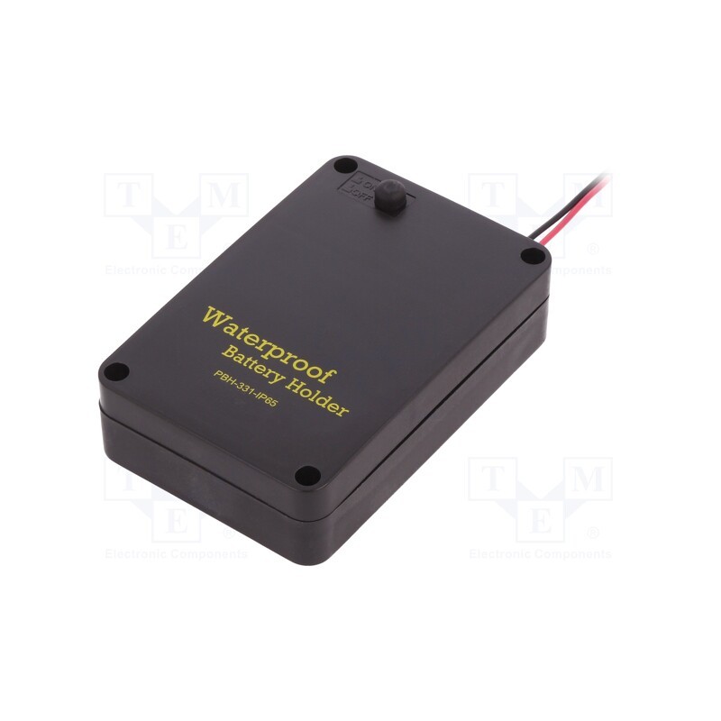 1 pcs x COMF - PBH-331-IP65-AS - Holder, AA,R6, Batt.no: 3, cables, black, 150mm, IP65, with switch