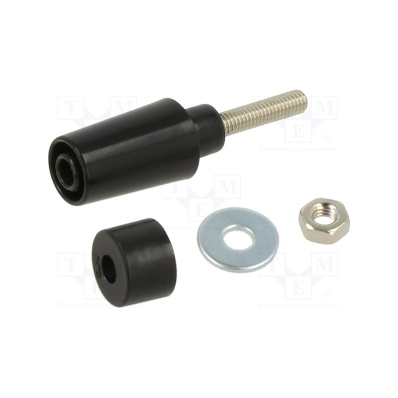 1 pcs x STu00c4UBLI - 49.7042-21 - Socket, 4mm banana, 32A, 1kV, black, nickel plated, insulated