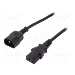 1 pcs x DIGITUS - AK-440201-018-S - Cable, IEC C13 female,IEC C14 male, 1.8m, black, 10A, 250V