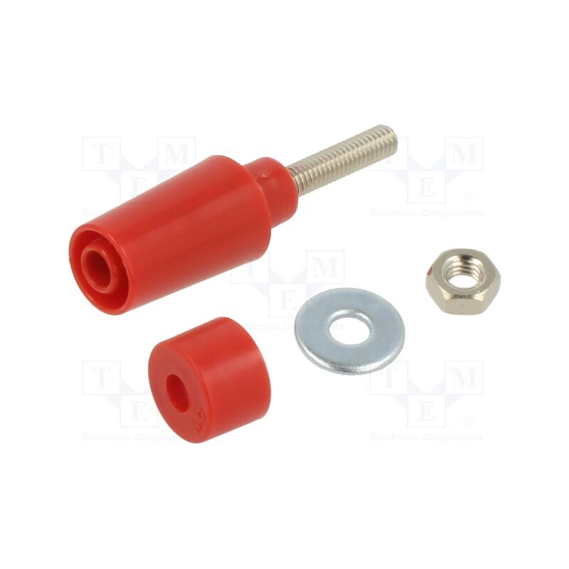 1 pcs x STu00c4UBLI - 49.7042-22 - Socket, 4mm banana, 32A, 1kV, red, nickel plated, insulated