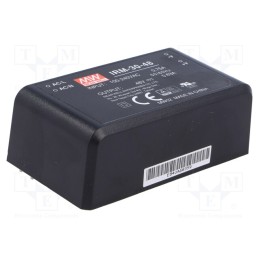 1 pcs x MEAN WELL - IRM-30-48 - Converter: AC/DC, 30.2W, 85÷264VAC, 48VDC, Iout: 630mA, OUT: 1, 90%