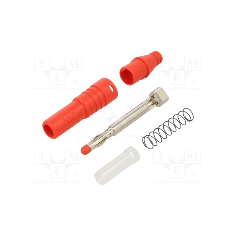 1 pcs x STu00c4UBLI - 64.2010-22 - Plug, 4mm banana, 32A, 30VAC, 60VDC, red, insulated, 2.5mm2, 69mm