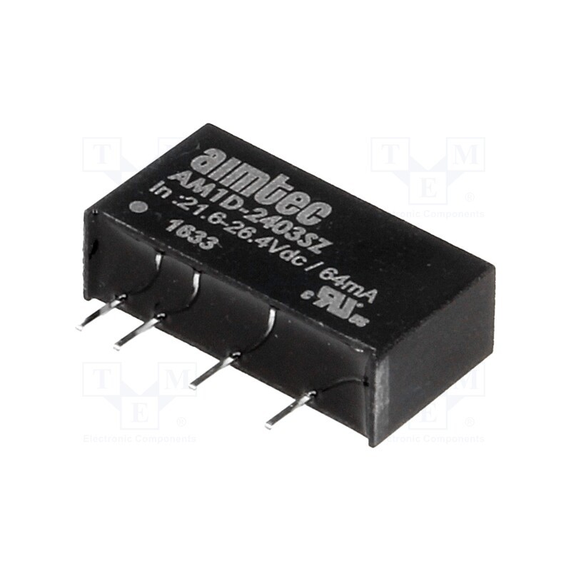 1 pcs x AIMTEC - AM1D-2403SZ - Converter: DC/DC, 1W, Uin: 21.6÷26.4V, Uout: 3.3VDC, Iout: 300mA