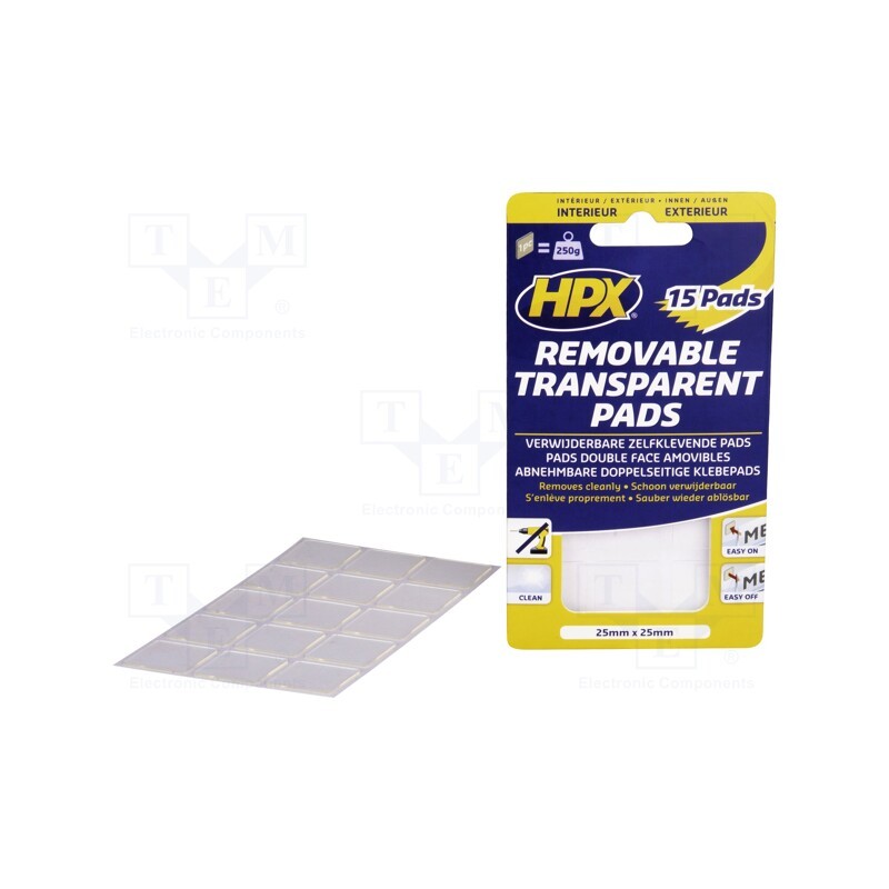 1 pcs x HPX - HT2525 - Tape: fixing, W: 25mm, L: 25mm, Thk: 0.5mm, acrylic, transparent