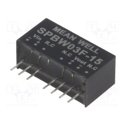 1 pcs x MEAN WELL - SPBW03F-15 - Converter: DC/DC, 3W, Uin: 9÷36V, Uout: 15VDC, Iout: 0÷200mA, SIP8