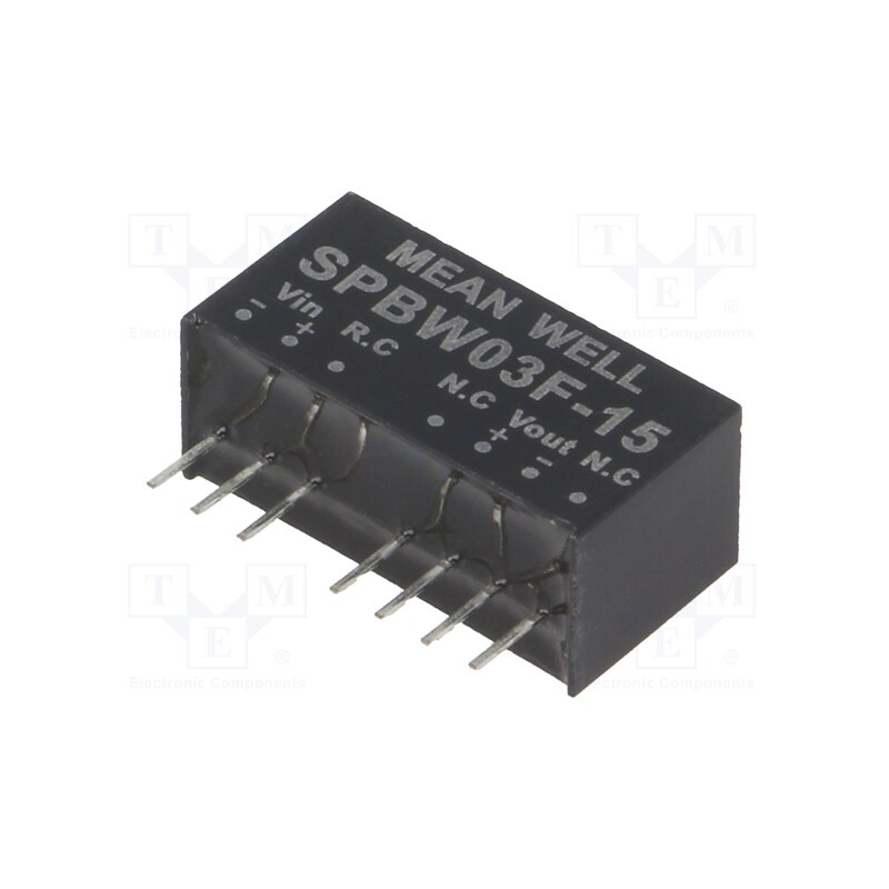 1 pcs x MEAN WELL - SPBW03F-15 - Converter: DC/DC, 3W, Uin: 9÷36V, Uout: 15VDC, Iout: 0÷200mA, SIP8