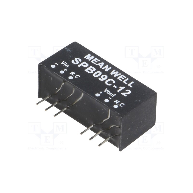 1 pcs x MEAN WELL - SPB09C-12 - Converter: DC/DC, 9W, Uin: 36÷75V, Uout: 12VDC, Iout: 0÷750mA, SIP8