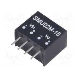 1 pcs x MEAN WELL - SMU02M-15 - Converter: DC/DC, 2W, Uin: 10.8÷13.2V, Uout: 15VDC, Iout: 27÷133mA