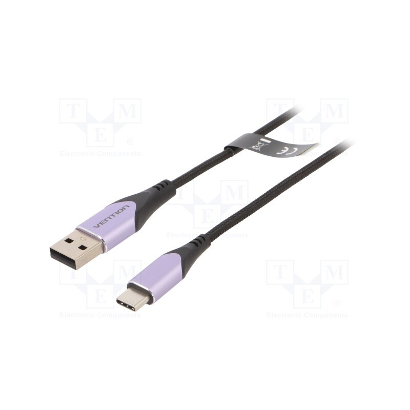 1 pcs x VENTION - CODVF - Cable, USB 2.0, USB A plug,USB C plug, nickel plated, 1m, black