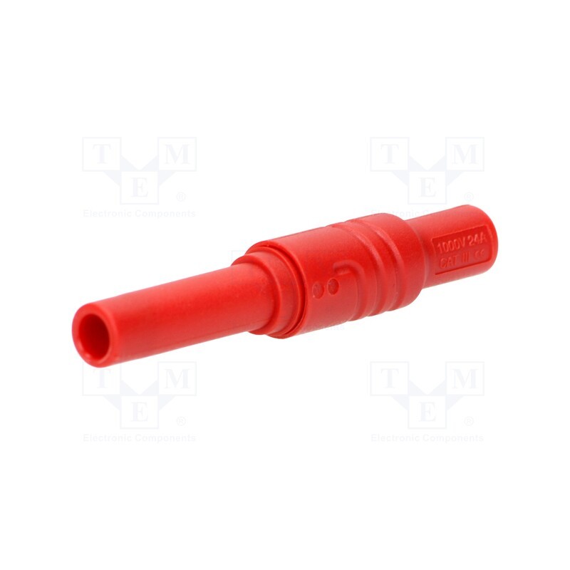 1 pcs x HIRSCHMANN T&M - KUN S RT - Socket, 4mm banana, 24A, 1kVDC, red, nickel plated, -15÷75°C, screw