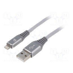 1 pcs x GEMBIRD - CC-USB2B-AMLM-1M-WB2 - Cable, USB 2.0, Apple Lightning plug,USB A plug, gold-plated, 1m
