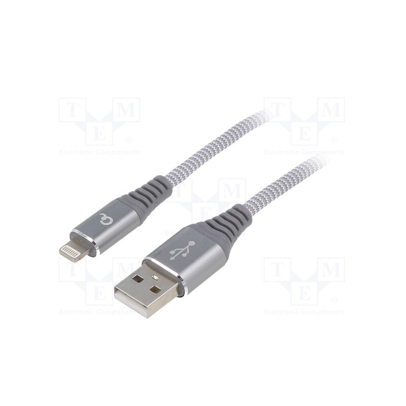 1 pcs x GEMBIRD - CC-USB2B-AMLM-1M-WB2 - Cable, USB 2.0, Apple Lightning plug,USB A plug, gold-plated, 1m