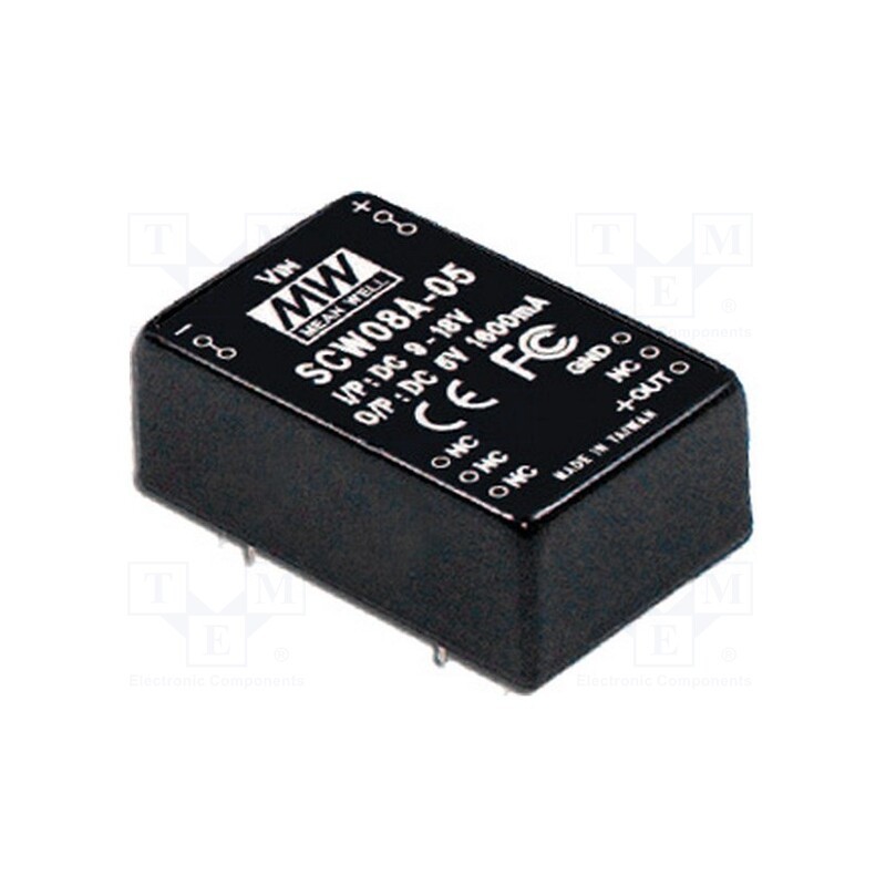 1 pcs x MEAN WELL - SCW08C-05 - Converter: DC/DC, 8W, Uin: 36÷72V, Uout: 5VDC, Iout: 1600mA, 50kHz