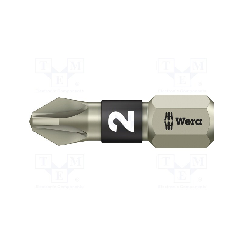 1 pcs x WERA - 5071021001 - Screwdriver bit, Pozidriv®, PZ2, Overall len: 25mm, TORSION