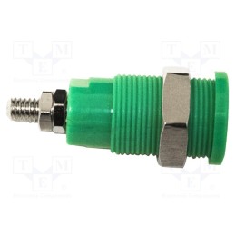 1 pcs x MUELLER ELECTRIC - BU-P72930-5 - 4mm banana, 36A, 1kV, green, nickel plated, on panel,screw, brass