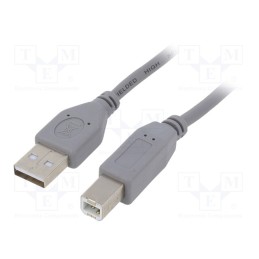 1 pcs x GEMBIRD - CCP-USB2-AMBM-6G - Cable, USB 2.0, USB A plug,USB B plug, gold-plated, 1.8m, grey