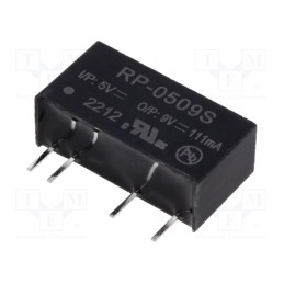 1 pcs x RECOM - RP-0509S - Converter: DC/DC, 1W, Uin: 4.5÷5.5V, Uout: 9VDC, Iout: 111mA, SIP7