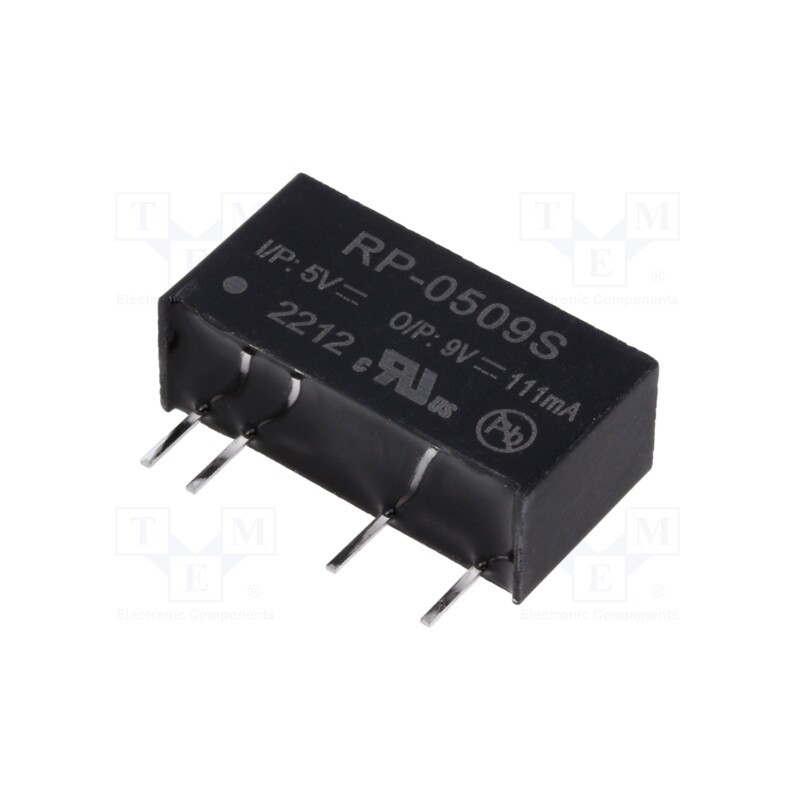 1 pcs x RECOM - RP-0509S - Converter: DC/DC, 1W, Uin: 4.5÷5.5V, Uout: 9VDC, Iout: 111mA, SIP7