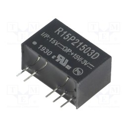 1 pcs x RECOM - R15P21503D - Converter: DC/DC, 2W, Uin: 13.5÷16.5V, Uout: 15VDC, Uout2: -3VDC
