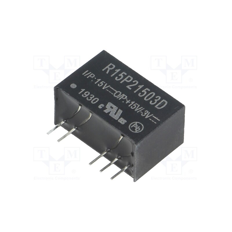 1 pcs x RECOM - R15P21503D - Converter: DC/DC, 2W, Uin: 13.5÷16.5V, Uout: 15VDC, Uout2: -3VDC