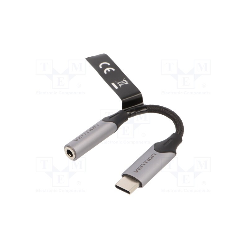 1 pcs x VENTION - BGMHA - Cable, Jack 3.5mm socket,USB C plug, nickel plated, 0.1m, 29AWG