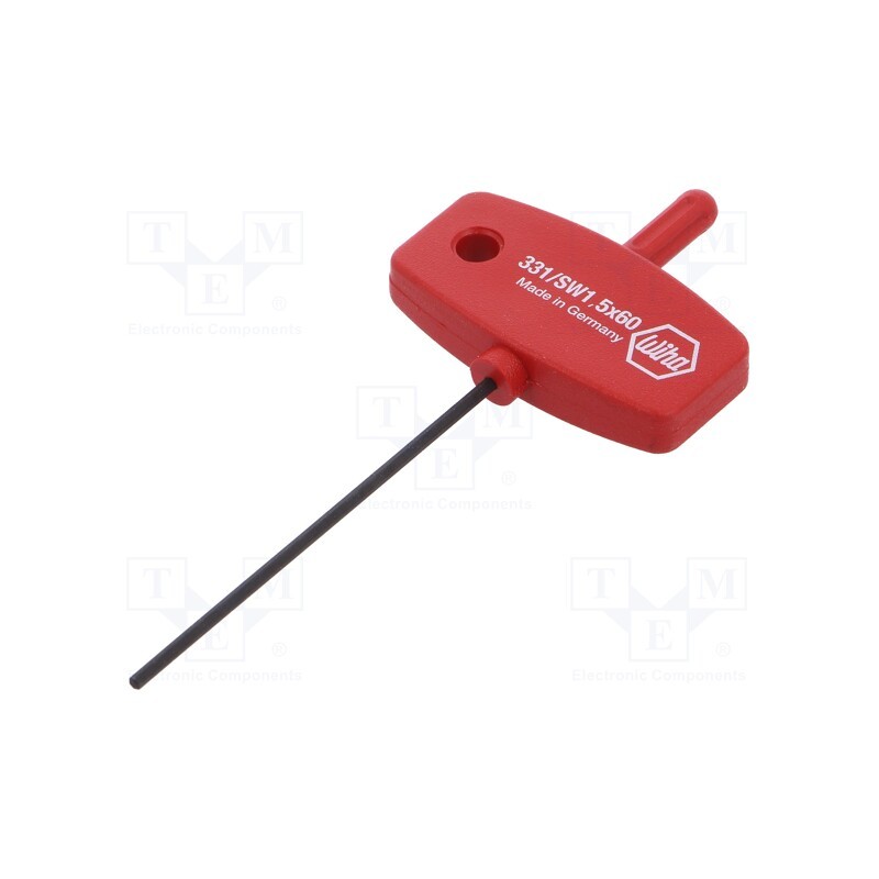1 pcs x WIHA - 894 - Wrench, hex key, HEX 1,5mm, Overall len: 95mm, Kind of handle: T