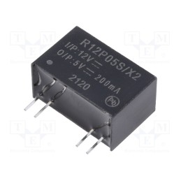 1 pcs x RECOM - R12P05S/X2 - Converter: DC/DC, 1W, Uin: 10.8÷13.2V, Uout: 5VDC, Iout: 200mA, SIP7