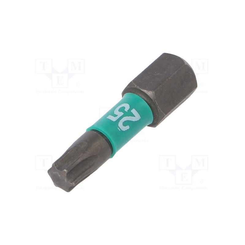 1 pcs x WERA - 5057625001 - Screwdriver bit, Torx®, TX25, Overall len: 25mm, Plating: diamond