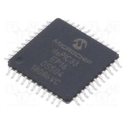 1 pcs x MICROCHIP TECHNOLOGY - DSPIC33EP16GS504-I/PT - IC: dsPIC microcontroller, 16kB, 2kBSRAM, TQFP44, DSPIC, 0.8mm