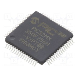1 pcs x MICROCHIP TECHNOLOGY - PIC32MX350F256H-V/PT - IC: PIC microcontroller, 256kB, 2.3÷3.6VDC, SMD, TQFP64, PIC32