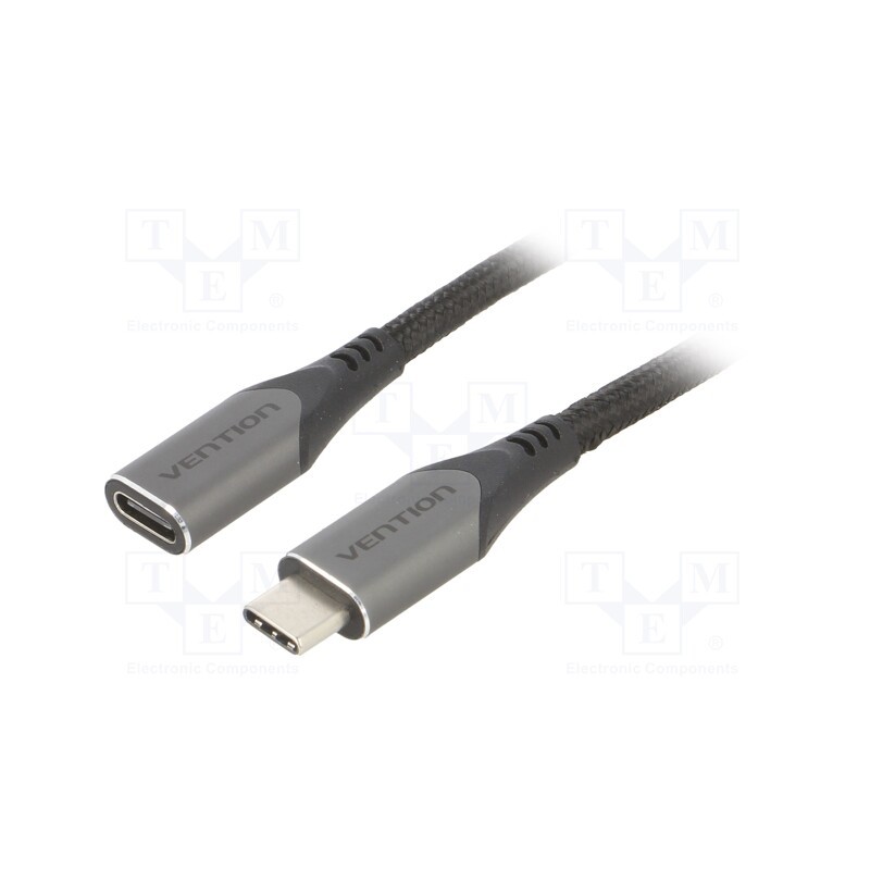 1 pcs x VENTION - TABHD - Cable, USB 3.1, USB C socket,USB C plug, 0.5m, black, 5Gbps, PVC