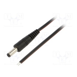 1 pcs x WEST POL - P48-TT-T035-050BK - Cable, 2x0.35mm2, wires,DC 4,8/1,7 plug, straight, black, 0.5m
