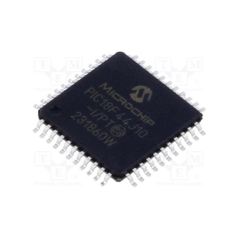 1 pcs x MICROCHIP TECHNOLOGY - PIC18F44J10-I/PT - IC: PIC microcontroller, 40MHz, 2.7÷3.6VDC, SMD, TQFP44, PIC18