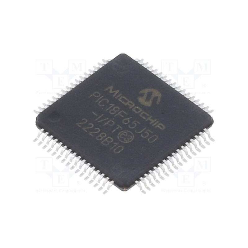 1 pcs x MICROCHIP TECHNOLOGY - PIC18F65J50-I/PT - IC: PIC microcontroller, 48MHz, 2÷3.6VDC, SMD, TQFP64, PIC18