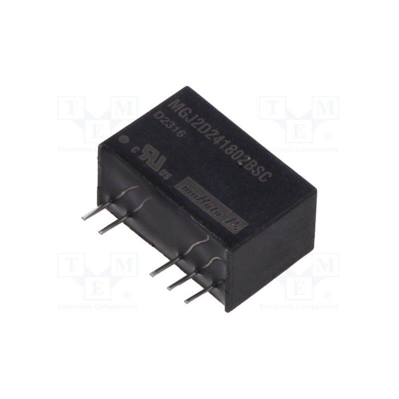 1 pcs x Murata Power Solutions - MGJ2D241802BSC - Converter: DC/DC, 2W, Uin: 24V, Uout: 18VDC, Uout2: -2.5VDC, SIP, THT