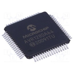 1 pcs x MICROCHIP TECHNOLOGY - AVR128DA64-I/PT - IC: AVR microcontroller, TQFP64, 1.8÷5.5VDC, Cmp: 3, AVR128, AVR-DA