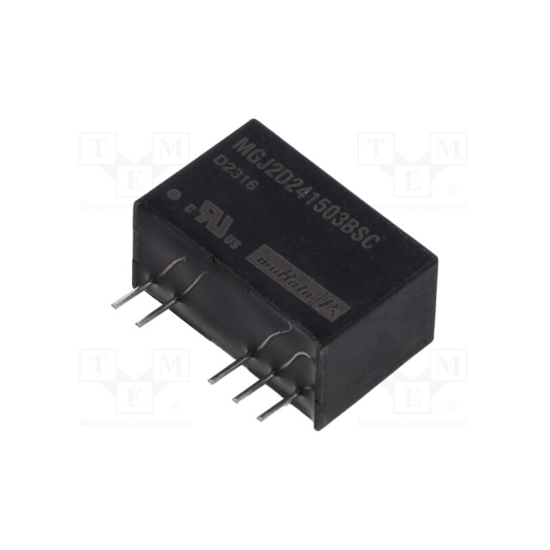 1 pcs x Murata Power Solutions - MGJ2D241503BSC - Converter: DC/DC, 2W, Uin: 24V, Uout: 15VDC, Uout2: -3.5VDC, SIP, THT