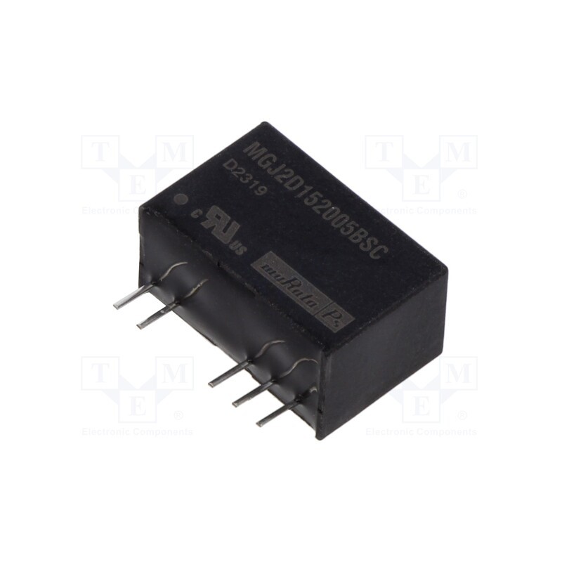 1 pcs x Murata Power Solutions - MGJ2D152005BSC - Converter: DC/DC, 2W, Uin: 15V, Uout: 20VDC, Uout2: -5VDC, Iout: 80mA
