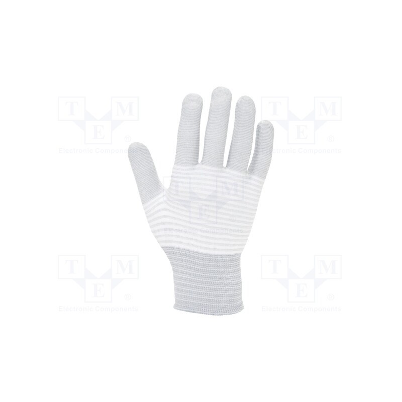 1 set x ANTISTAT - 109-0414 - Protective gloves, ESD, L, Features: dissipative, white-gray