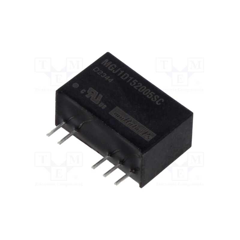 1 pcs x Murata Power Solutions - MGJ1D152005SC - Converter: DC/DC, 1W, Uin: 15V, Uout: 20VDC, Uout2: -5VDC, Iout: 40mA