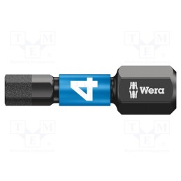 1 pcs x WERA - 5057604001 - Screwdriver bit, hex key, HEX 4mm, Overall len: 25mm